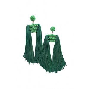 NEW HELLO EDIE women's lauren beaded tassel earrings in green